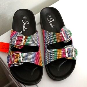 NEW Rhinestone Multicolor Red Sandals